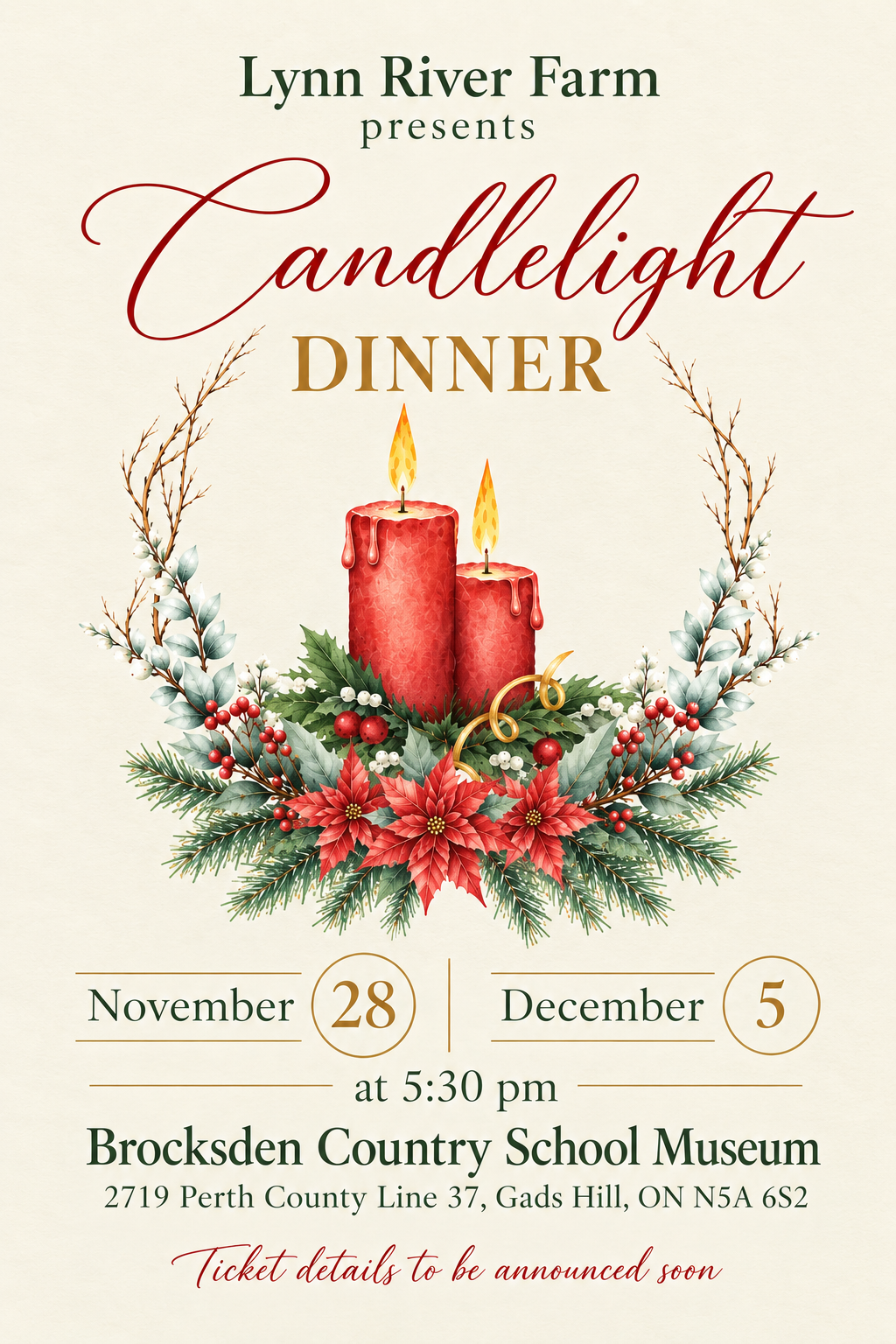 Candlelight Dinners at Brocksden Country School Museum