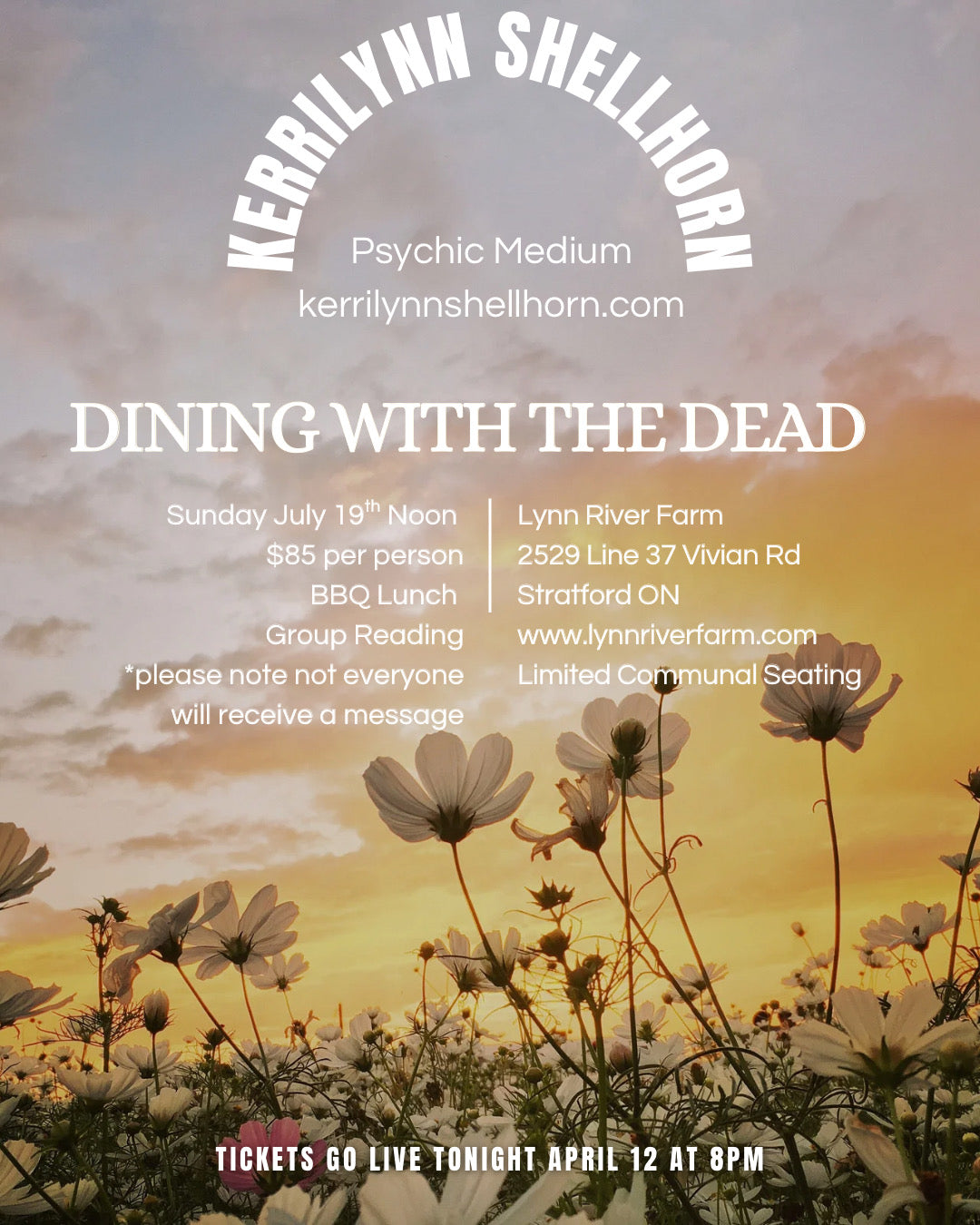 Sold Out! Dining With The Dead - $85 per person - Sunday July 19th 12pm